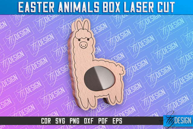 Happy Easter Box | Easter Lama Box Laser Cut | Candy Dome SVG Fly Design 