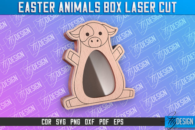 Happy Easter Box | Easter Pig Box Laser Cut | Candy Dome SVG Fly Design 