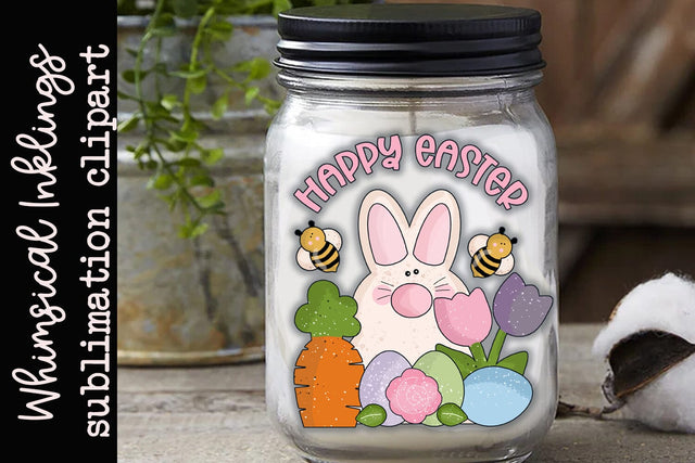 Happy Easter Bunny Clipart Sublimation Sublimation Whimsical Inklings 