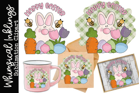Happy Easter Bunny Clipart Sublimation Sublimation Whimsical Inklings 