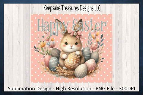 Happy Easter Bunny Doormat, Drying Mat Template, Sublimation Png, Boho Colors, Digital Download Sublimation Keepsake Treasures Designs LLC. 