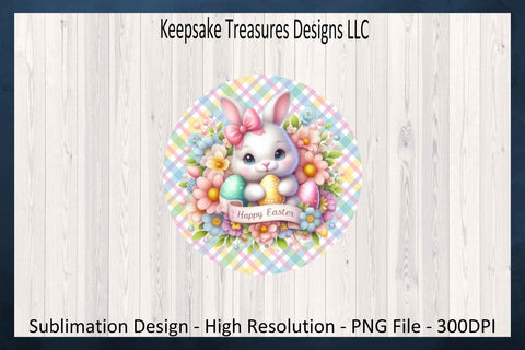 Happy Easter Bunny, One Coaster Template, Spring Coaster Sublimation PNG, Digital Download Sublimation Keepsake Treasures Designs LLC. 