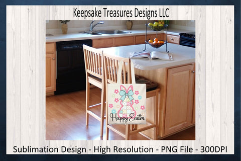 Happy Easter Bunny, Pink Stitch Faux Embroidery, Spring Flowers Sublimation PNG, Digital Download, Happy Easter PNG Sublimation Keepsake Treasures Designs LLC. 