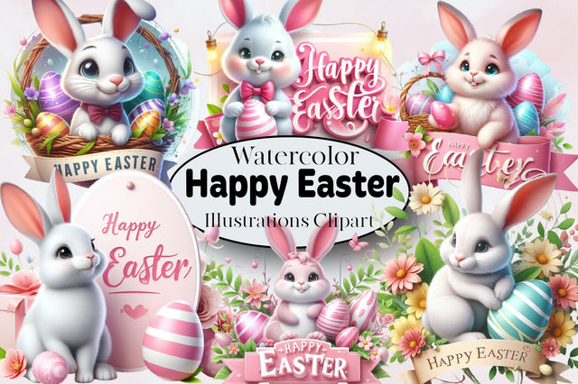 Happy Easter Bunny Sign Clipart PNG Sublimation SVGArt 