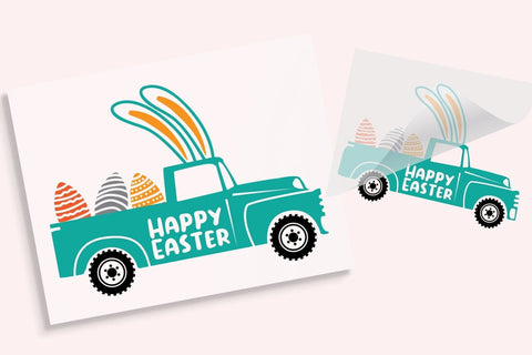 Happy Easter Bunny Truck DTF Transfer Physical So Fontsy T-Shirt Iron-On Transfer Shop