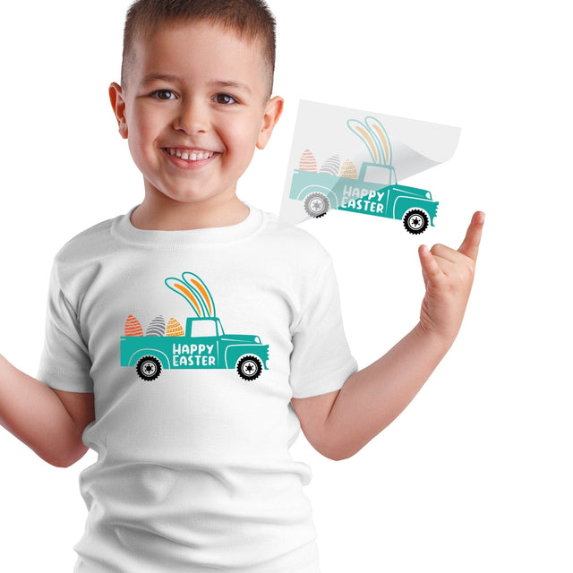 Happy Easter Bunny Truck DTF Transfer Physical So Fontsy T-Shirt Iron-On Transfer Shop 8.5x11