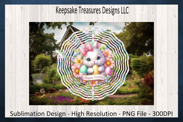 Happy Easter Bunny Wind Spinner, Spring Wind Spinner Sublimation PNG, Digital Download Sublimation Keepsake Treasures Designs LLC. 