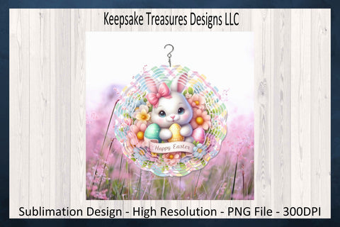 Happy Easter Bunny Wind Spinner, Spring Wind Spinner Sublimation PNG, Digital Download Sublimation Keepsake Treasures Designs LLC. 