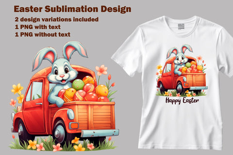 Happy Easter Bunny with eggs png, Easter sublimation design Sublimation Yuliya 