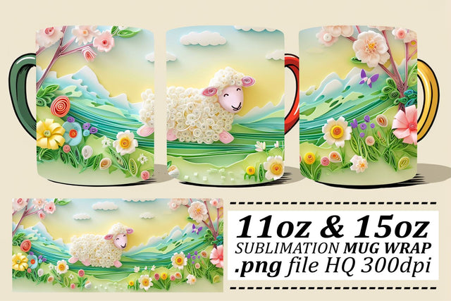 Happy Easter Bunny Wonderland Mug Wrap Sublimation, 11oz 15oz, 3D Easter Art, Spring Joy Sublimation afrosvg 