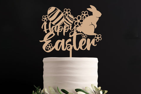 Happy Easter Cake Topper Laser Cut| Easter Bunny SVG SVG TonisArtStudio 