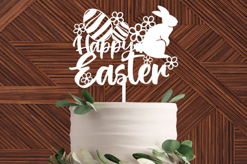 Happy Easter Cake Topper Laser Cut| Easter Bunny SVG SVG TonisArtStudio 