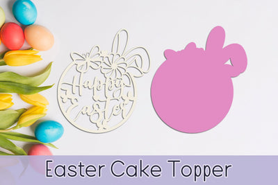 Easter cake topper layered, Bunny ears gift card svg laser cut - So Fontsy