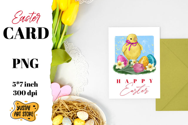 Happy Easter card printable. Hand painted illustration Sublimation Yustaf Art Store 