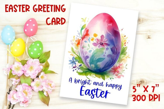 Happy Easter card template / watercolor easter egg Sublimation Angelina Semenova 