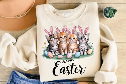 Happy Easter Cats Rabbit Bunny Clipart Sublimation Design Sublimation Regulrcrative 