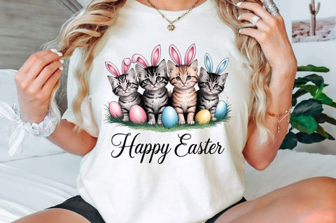 Happy Easter Cats Rabbit Bunny Clipart Sublimation Design Sublimation Regulrcrative 