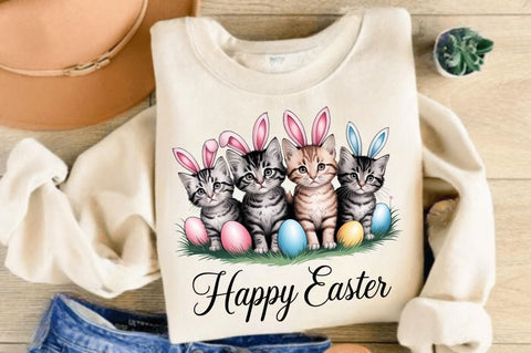 Happy Easter Cats Rabbit Bunny Clipart Sublimation Design Sublimation Regulrcrative 