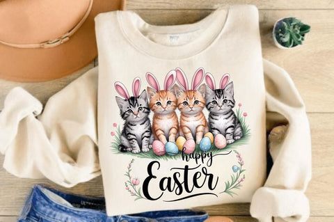 Happy Easter Cats Rabbit Bunny Clipart Sublimation Design Sublimation Regulrcrative 