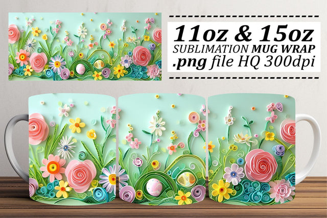 Happy Easter Chick Parade Mug Design, Sublimation Wrap, 11oz 15oz, 3D Easter Art, Springtime Joy Sublimation afrosvg 