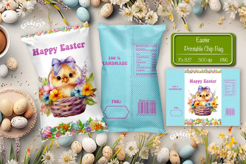 Happy easter Chip Bag template Easter Bunny Printable party favor Sublimation Createya Design 