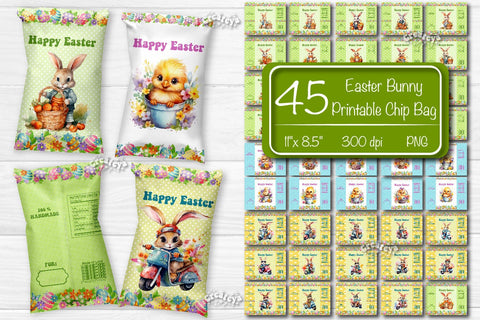 Happy easter Chip Bag template Easter Bunny Printable party favor Sublimation Createya Design 