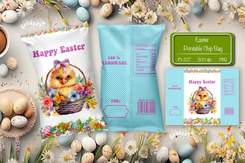 Happy easter Chip Bag template Easter Bunny Printable party favor Sublimation Createya Design 