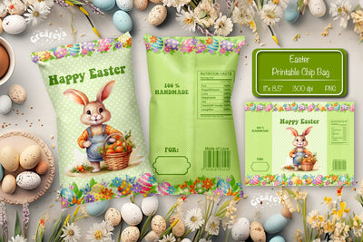 Happy easter Chip Bag template Easter Bunny Printable party favor Sublimation Createya Design 