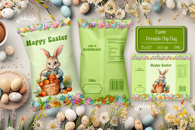 Happy easter Chip Bag template Easter Bunny Printable party favor Sublimation Createya Design 