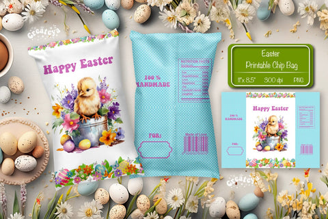 Happy easter Chip Bag template Easter Bunny Printable party favor Sublimation Createya Design 