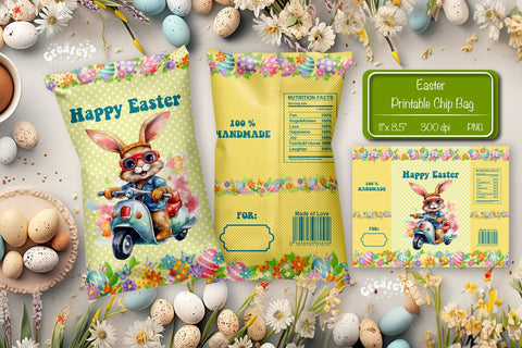 Happy easter Chip Bag template Easter Bunny Printable party favor Sublimation Createya Design 