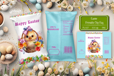 Happy easter Chip Bag template Easter Bunny Printable party favor Sublimation Createya Design 