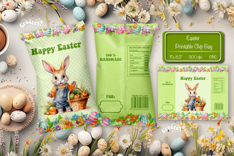 Happy easter Chip Bag template Easter Bunny Printable party favor Sublimation Createya Design 