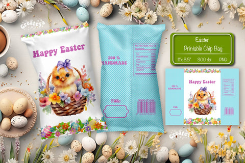 Happy easter Chip Bag template Easter Bunny Printable party favor Sublimation Createya Design 