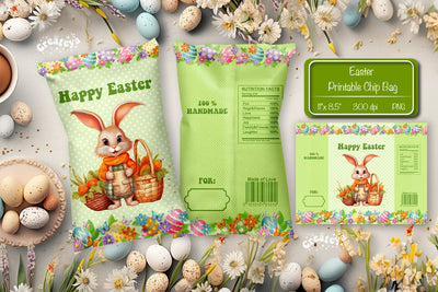 Happy easter Chip Bag template Easter Bunny Printable party favor Sublimation Createya Design 