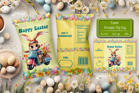 Happy easter Chip Bag template Easter Bunny Printable party favor Sublimation Createya Design 