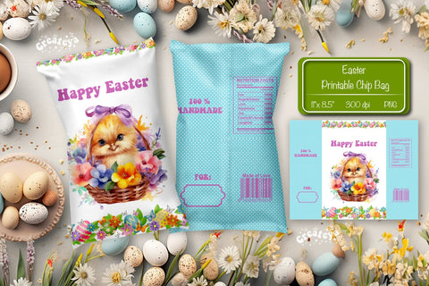 Happy easter Chip Bag template Easter Bunny Printable party favor Sublimation Createya Design 