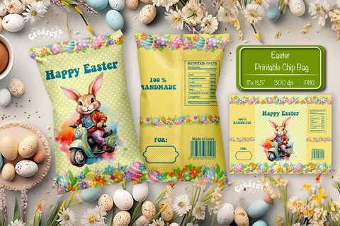 Happy easter Chip Bag template Easter Bunny Printable party favor Sublimation Createya Design 