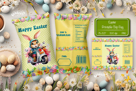 Happy easter Chip Bag template Easter Bunny Printable party favor Sublimation Createya Design 