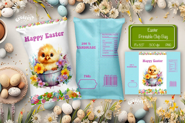 Happy easter Chip Bag template Easter Bunny Printable party favor Sublimation Createya Design 
