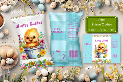 Happy easter Chip Bag template Easter Bunny Printable party favor Sublimation Createya Design 