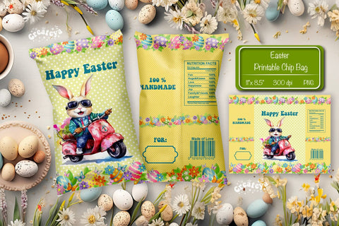 Happy easter Chip Bag template Easter Bunny Printable party favor Sublimation Createya Design 