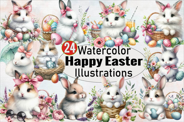 Happy Easter Clipart PNG Bundle Sublimation SVGArt 