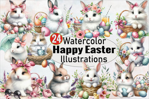 Happy Easter Clipart PNG Bundle Sublimation SVGArt 