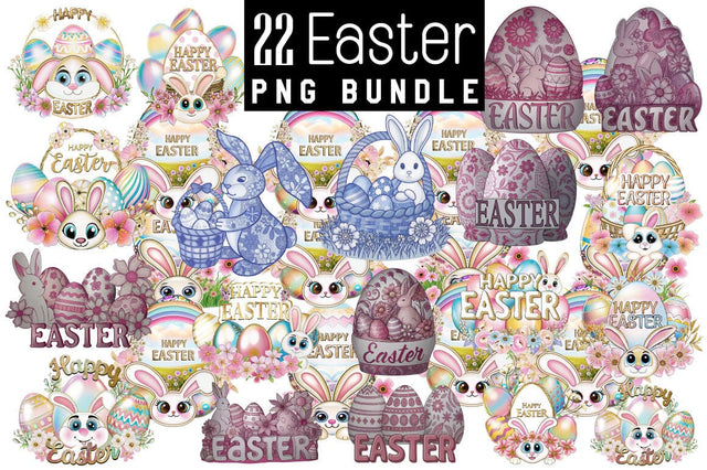 Happy Easter Clipart Png Bundle SVG Angelina750 