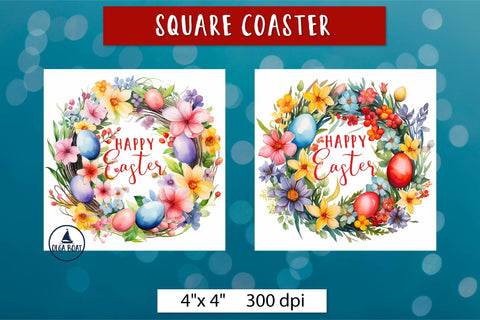 Happy easter coasters | Easter sublimation designs Sublimation Olga Boat Design 