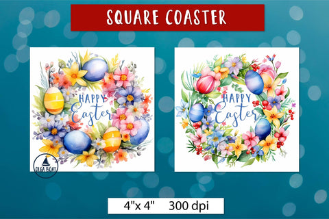 Happy easter coasters | Easter sublimation designs Sublimation Olga Boat Design 
