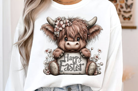 Happy Easter Cow PNG Sublimation SVGArt 