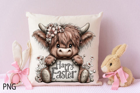 Happy Easter Cow PNG Sublimation SVGArt 