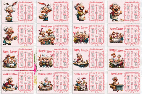 Happy Easter cutting board bundle Funny elderly lady PNG Sublimation Angelina Semenova 